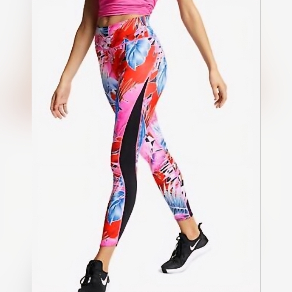 Nike One Vibrant Tropical Print Leggings High Rise Large